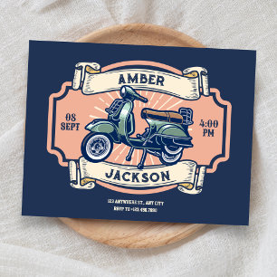 Convites Casamento clássico com retro de motocicleta