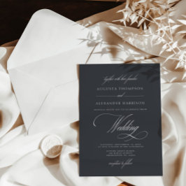 Convites Casamento Clássico da Cinza Escura Caligrafia