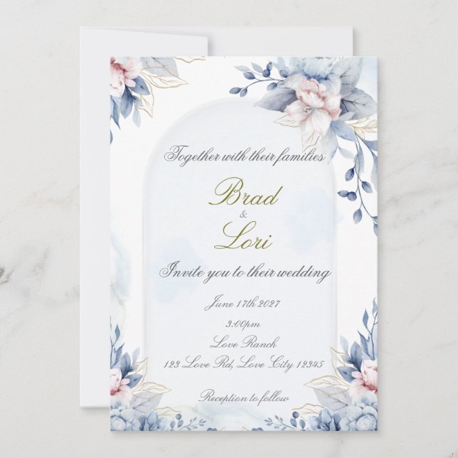 Convites Casamento Clássico de Amor Eterno (Frente)