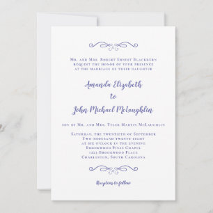 Convites Casamento Clássico De Azul Elegante Muito Peri Chi