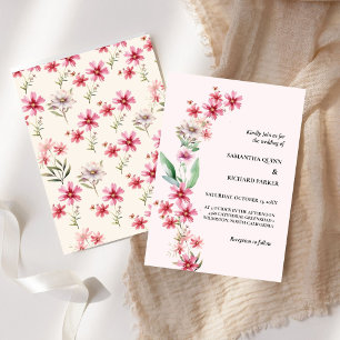 Convites Casamento Clássico de Blush Greenery Wildflower