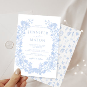 Convites Casamento clássico de Boêmia com coroa azul-Dusty