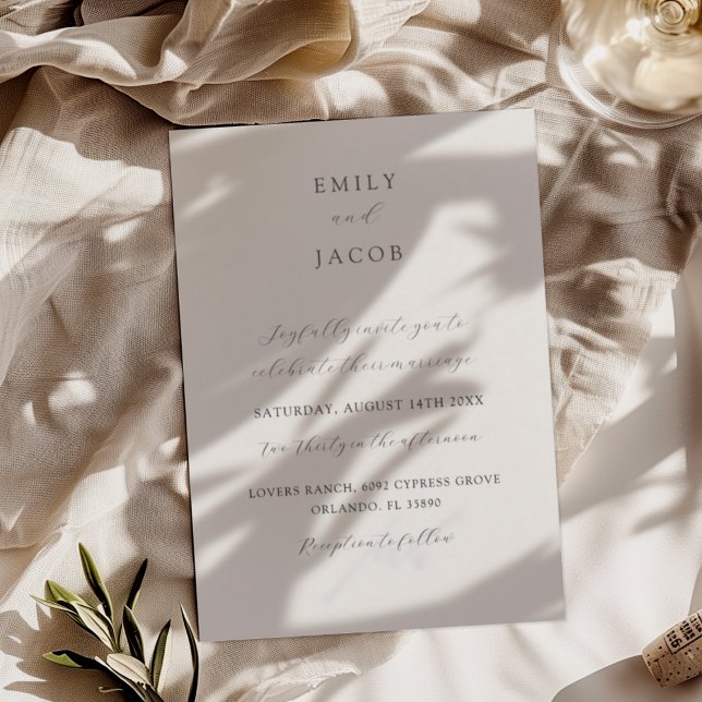 Convites Casamento Clássico de Caligrafia Branca e Preta (Criador carregado)