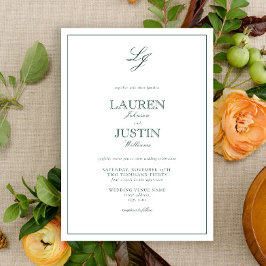 Convites Casamento Clássico de Caligrafia Verde e Caligrafi