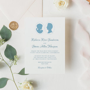 Convites Casamento Clássico de Cameo Azul