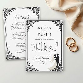 Convites Casamento Clássico De Casal Branco E Preto Elegant