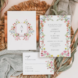 Convites Casamento Clássico de Flor Selvagem do Jardim Whim