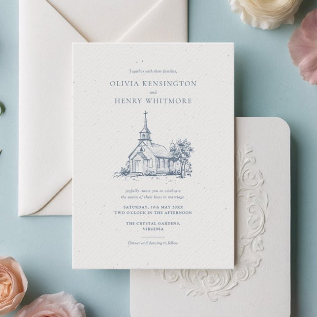 Convites Casamento Clássico de Folha de Venue de Igreja Min (Criador carregado)