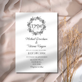 Convites casamento clássico de frita floral de monograma
