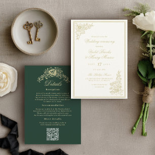Convites Casamento Clássico de Jardim Detalhes no Verso