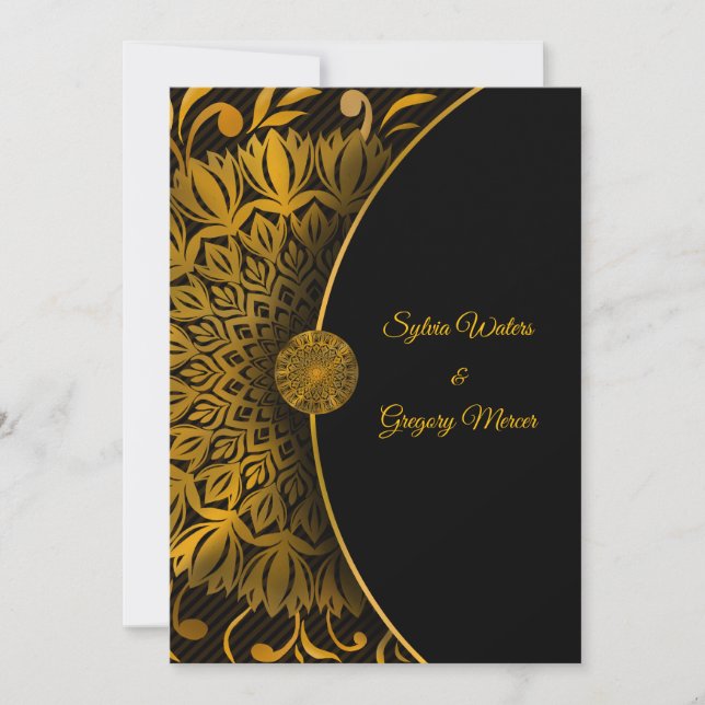 Convites Casamento clássico de luxo elegante com mandala tr (Frente)