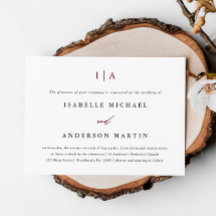 Casamento Clássico de Monograma de Borgonha