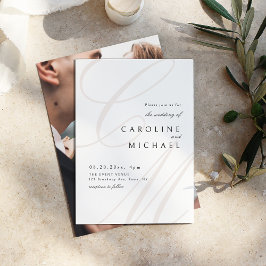 Convites Casamento clássico de monograma de caligrafia