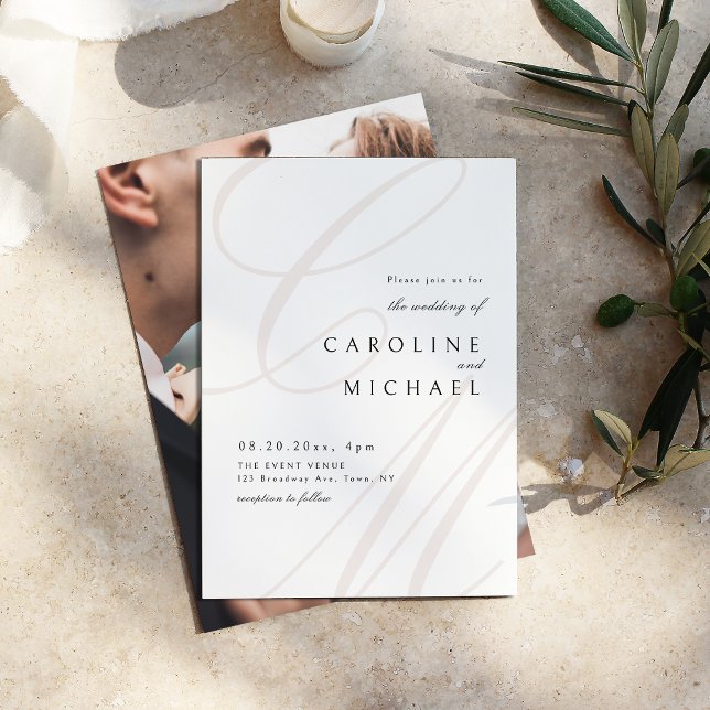 Convites Casamento clássico de monograma de caligrafia (Classic Elegance calligraphy monogram wedding Invitation)