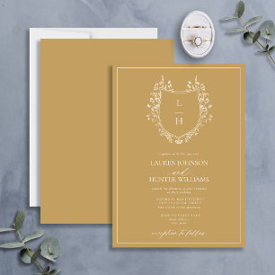 Convites Casamento Clássico de Monograma de Flor Selvagem D