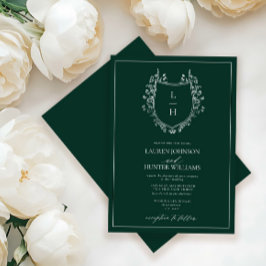 Convites Casamento Clássico de Monograma de Flor Selvagem V