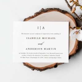 Convites Casamento clássico de monograma preto e branco