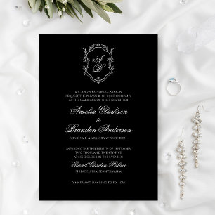 Convites Casamento clássico de Negra Branca e Preto