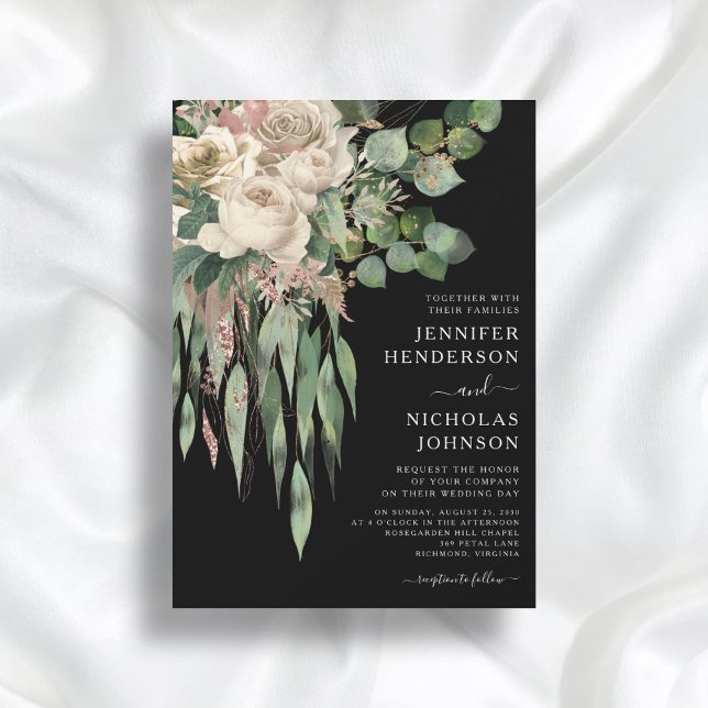 Convites Casamento Clássico de Peões Negros (Criador carregado)