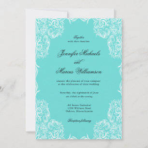 Convites Casamento Clássico de Robin Egg Blue Lace Frame