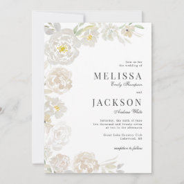 Convites Casamento Clássico de Rosas de Cores d'Água Blush 