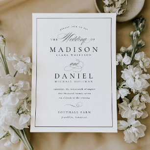 Convites Casamento Clássico de Script Moderno Elegante