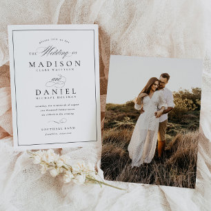 Convites Casamento Clássico de Script Moderno Elegante