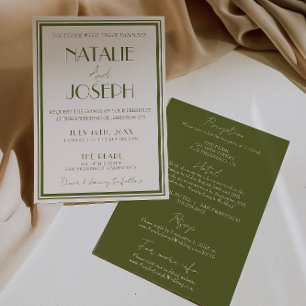 Convites Casamento Clássico Dinheiro Antigo Verde Oliva Tud