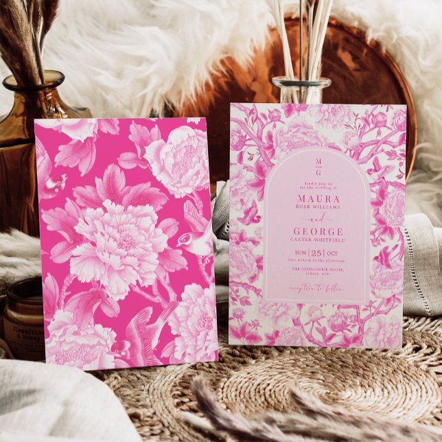 Convites Casamento Clássico do Jardim Floral Chinoiserie Fu (Criador carregado)