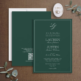 Convites Casamento Clássico do Monograma Verde Esmeralda
