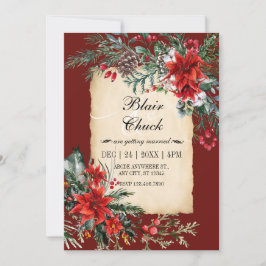 Convites Casamento clássico do ramo floral vermelho