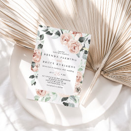 Convites Casamento Clássico Dusty Rosa Rosa Floral Casual