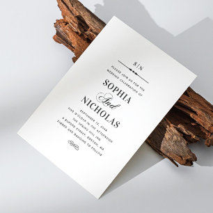 Convites Casamento clássico e elegante preto e branco