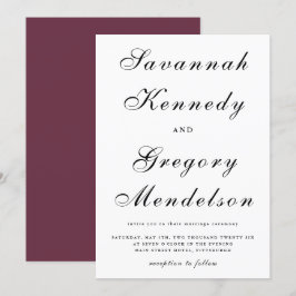 Convites Casamento Clássico e Legant Script Burgundy