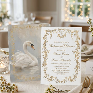 Convites Casamento Clássico Elegante Branco e Dourado Real