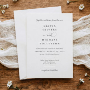 Convites Casamento Clássico Elegante Caligrafia Preto e Bra