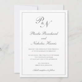 Convites Casamento Clássico Elegante Cinza