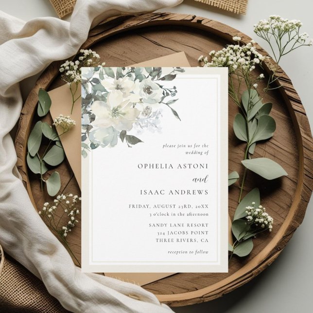 Convites Casamento Clássico Elegante Cream Ivory Floral (Criador carregado)