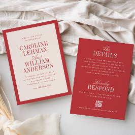 Convites Casamento Clássico Elegante de Dois Lados 