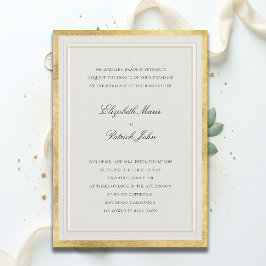 Convites Casamento Clássico Elegante Dourado Ecru Formal