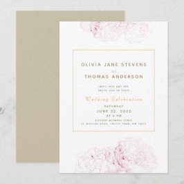 Convites Casamento Clássico Elegante e Dourado de Peões Ros