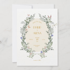 Convites Casamento Clássico Elegante Floral Branco Beige
