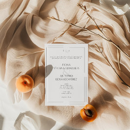 Convites Casamento Clássico Elegante Neutral Ampersand Mono