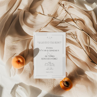 Convites Casamento Clássico Elegante Neutral Ampersand Mono
