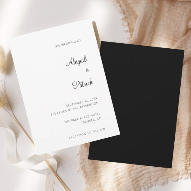Convites Casamento Clássico Elegante Preto e Branco (Criador carregado)