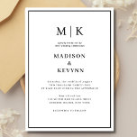 Convites Casamento Clássico Elegante Preto e Branco<br><div class="desc">Convite para casamento preto e branco Estes elegantes e modernos guardanapos de casamento ou chás de panela apresentam um simples design de texto preto e branco que exumenta o estilo minimalista. Adicione suas iniciais ou monograma para torná-las completamente suas.</div>
