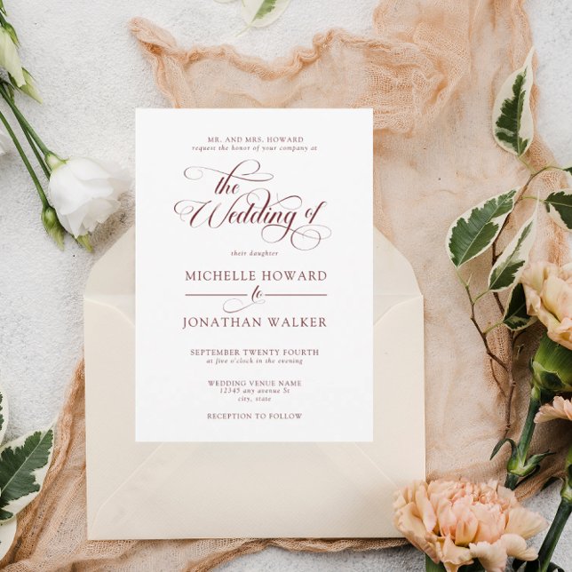 Convites Casamento Clássico Elegante Simples Formal (Criador carregado)