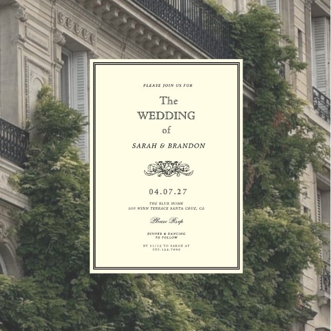 Convites Casamento Clássico Elegante Vintage (Criador carregado)