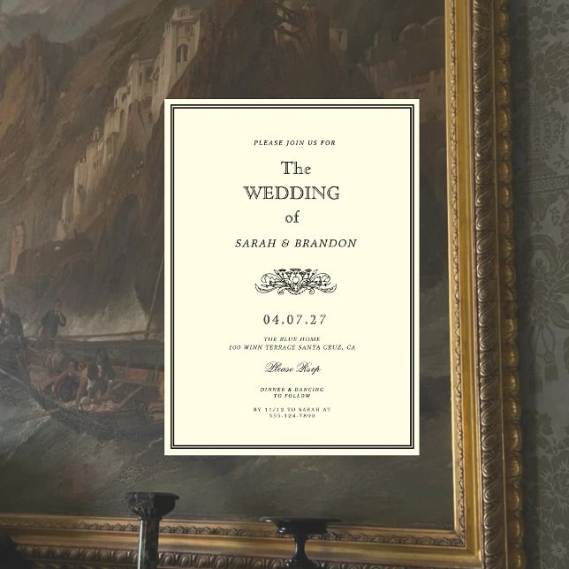 Convites Casamento Clássico Elegante Vintage (Criador carregado)