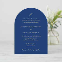 Convites Casamento Clássico em Azul Marinho e Creme